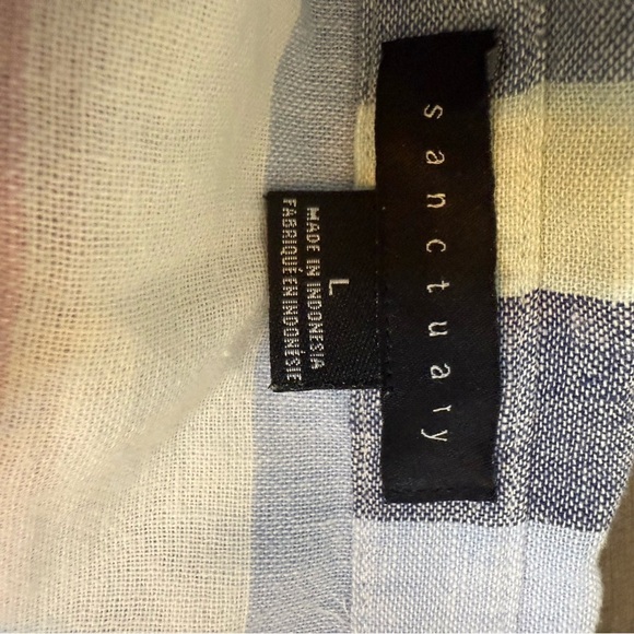 Sanctuary | Striped Borrego Cotton Linen Blend Tie-Front Button Down Shirt - Picture 7 of 9